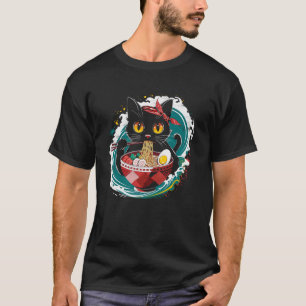 Camiseta Gato Fofo & Macarrão Ramen Gatos Piada Kawaii Anim
