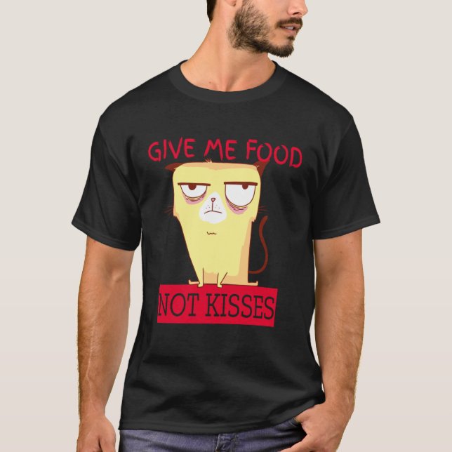 Camiseta Gato fofo me dê comida não beijos (Frente)