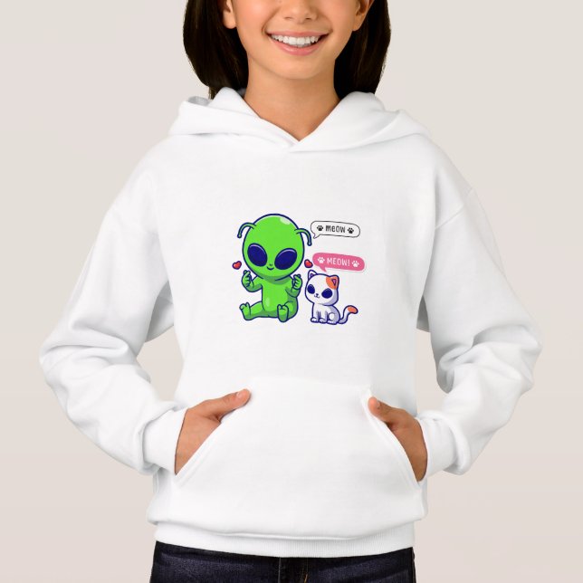 CAMISETA GATO FOFO MIA COM ALIENÍGENA (Frente)