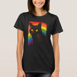 Camiseta gato fofo na frente do arco-íris gatos dono do ga