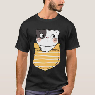 Camiseta Gato Fofo no Bolso  Gato  Presente Crianças Menino