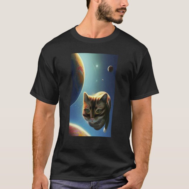 Camiseta Gato Fofo no Espaço (Frente)
