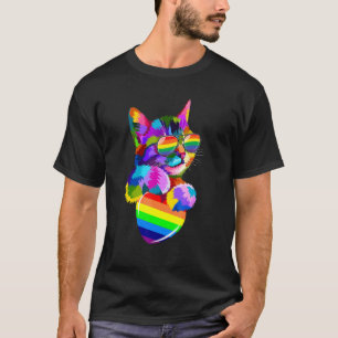 Camiseta Gato Fofo Orgulho Bandeira Transgênero Lésbica Gay