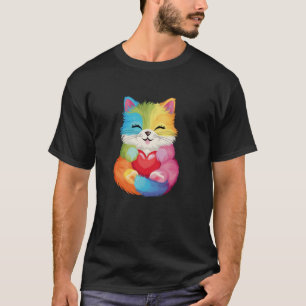 Camiseta Gato Fofo para Amantes de Gatinhos Arte Colorida A