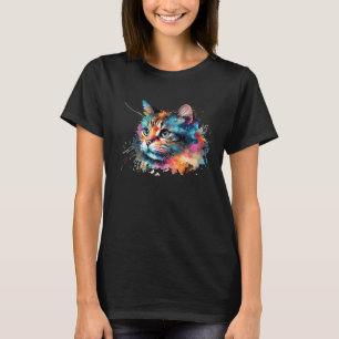 Camiseta Gato Fofo para gatinho Colorido colorido do arco-í