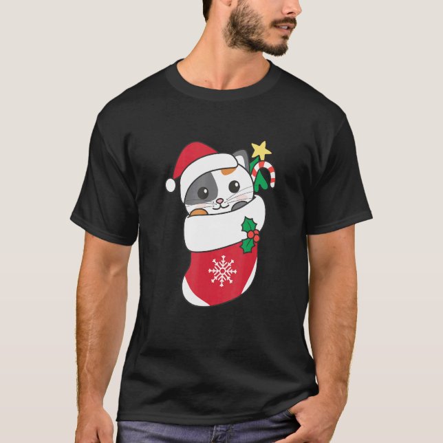 Camiseta Gato Fofo Para Gato De Natal 7 (Frente)