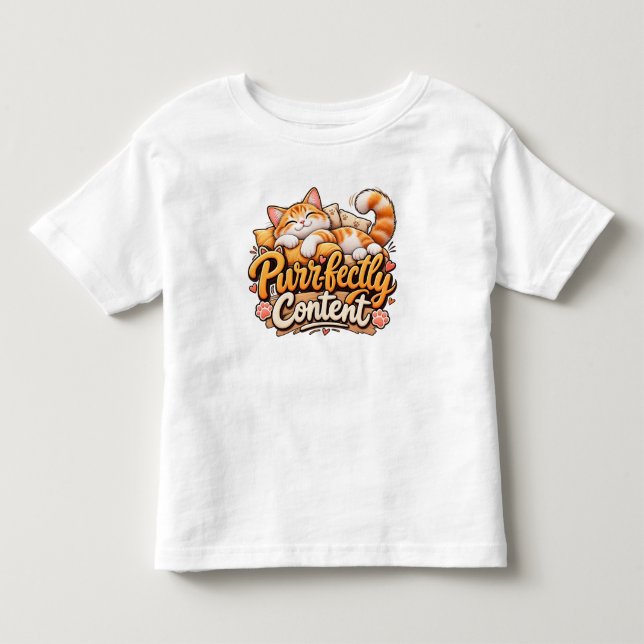 Camiseta Gato Fofo Perfeitamente Contente Infantil  (Frente)