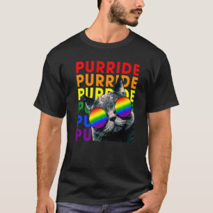 Camiseta Gato Fofo Purride & Óculos de Sol Arco-íris Lgbtq 