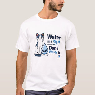 Camiseta Gato Fofo Salva Água Consciência Ambiental