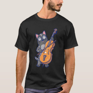 Camiseta Gato Fofo Tocando o Violoncelo e Usando Óculos de