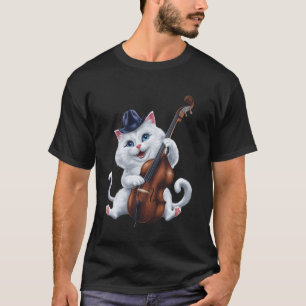 Camiseta Gato Fofo Tocando Violoncelo Amante da Música Engr