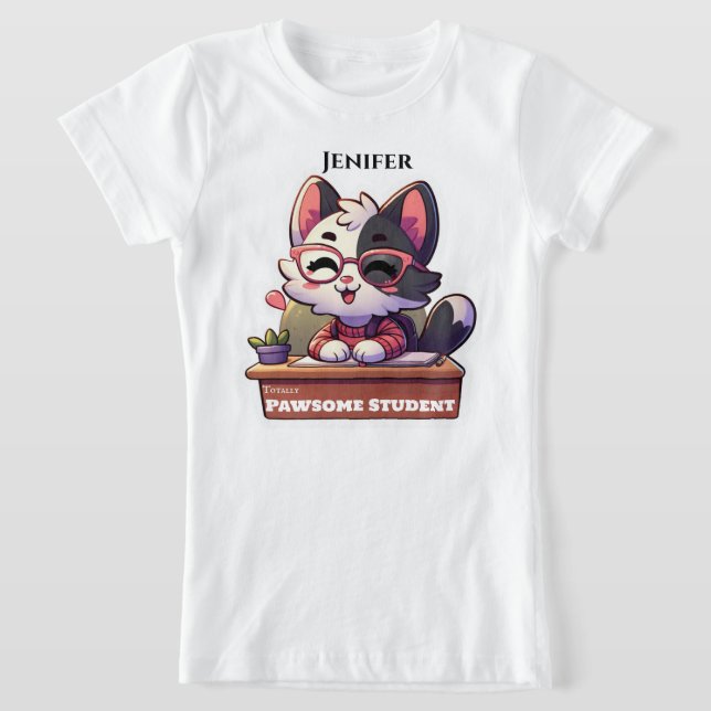 Camiseta Gato Fofo Trocadilho Volta às Aulas  (Postura )