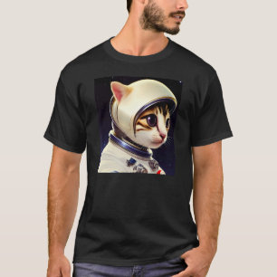 Camiseta Gato Fofo Usando Capacete de Astronauta para Gato 