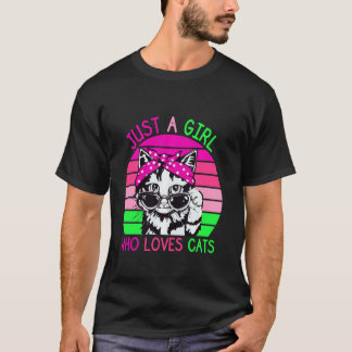 Camiseta Gato Fofo usando Óculos de Sol e Faixa para o Cabe