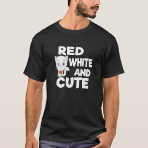 Camiseta Gato Fofo Vermelho e Branco