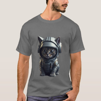 Camiseta gato fofo vestindo uniforme de astronauta