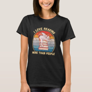 Camiseta Gato Fofo Vintage Eu Amo Ler Livros Mais Do Que Pe