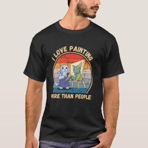 Camiseta Gato Fofo Vintage Eu Amo Pintura Mais Que Pessoas