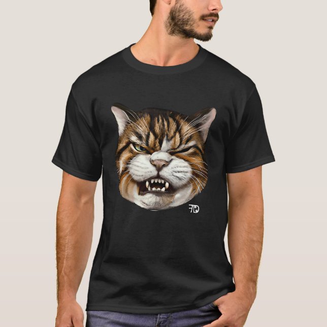 Camiseta Gato fofo zangado com mau humor (Frente)