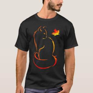 Camiseta Gato Folha Cai Olá Outono