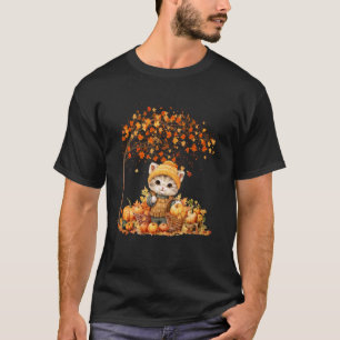 Camiseta Gato Folha Outono Olá Gato Gatito Amante Obrigado