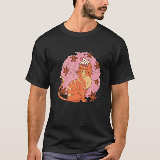 Camiseta Gato folhas de outono (Frente)