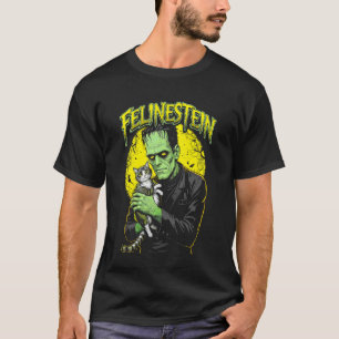 Camiseta Gato Frankenstein Amante Felinestein Divertido Hal