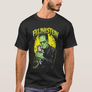 Camiseta Gato Frankenstein Amante Felinestein Divertido Hal