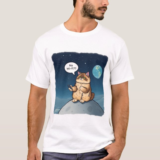 Camiseta Gato Frustrado Sem Wi-Fi (Frente)