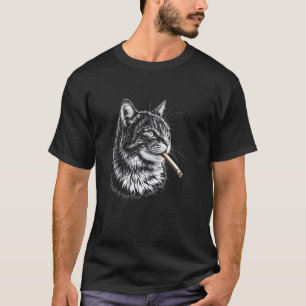 Camiseta Gato fumando charuto cigarro, engraçado hipster fu