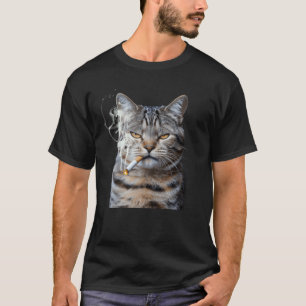Camiseta Gato Fumante de Cigarro Kitty Meme Geração Z Anim