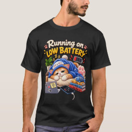 Camiseta Gato Funcionando com Bateria Fraca – Gato Sonolent