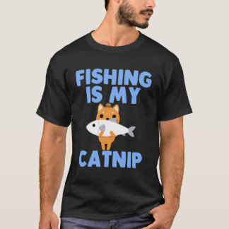 Camiseta Gato Funny Feline Amante de os animais de Pesca Fi