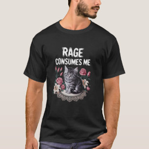 Camiseta Gato Fúria Me Consome com Fundo Floral