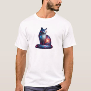 Camiseta Gato Galáxico - Ilustração de Gatos Espaciais Míst