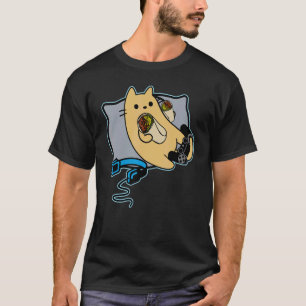 Camiseta Gato Gamer Comendo Burrito