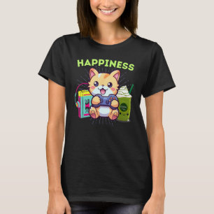Camiseta Gato Gamer Feliz Engraçado Jogo Matcha Gelado & O