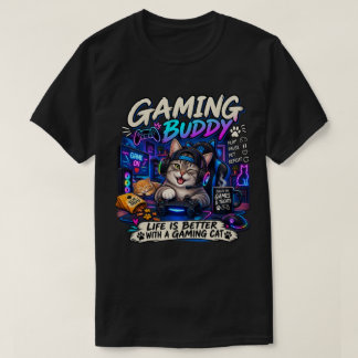 Camiseta Gato Gamer – Gato Divertido Parceiro de Jogos