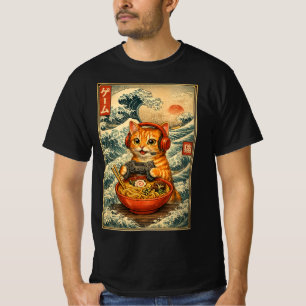 Camiseta Gato Gamer Kawaii Fofo Ramen Japonês Retrô Diverti