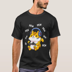 Camiseta Gato Gamer Pew Pew Vídeo Game Gatos Jogos Gatinho