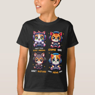 Camiseta Gato Gamer Vídeo Engraçado Jogos de Video Pew Meni