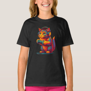 Camiseta Gato Gamer Video Games Meninos Adolescentes Homens