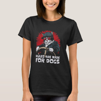 Camiseta Gato Gângster Engraçado - Regras São Feitas para C