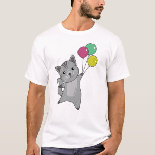 Camiseta Gato Gatinho Balões Cachorros Cinzas