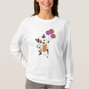 Camiseta Gato Gatinho Balões Doce Animais Tricolor