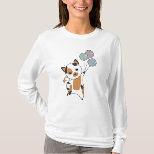 Camiseta Gato Gatinho Balões Doce Animais Tricolor