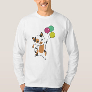 Camiseta Gato Gatinho Balões Doce Animais Tricolor