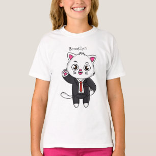 Camiseta Gato gatinho bonito em desenho animado