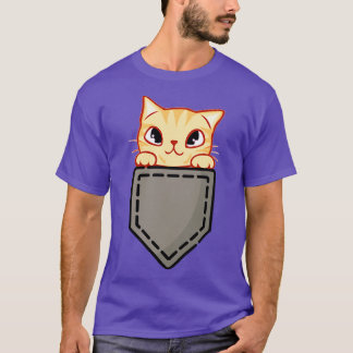 Camiseta Gato gatinho bonito no bolso Eu adoro gatos 4