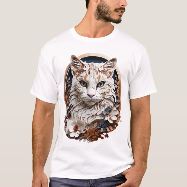 Camiseta gato,gatinho com flor (Frente)